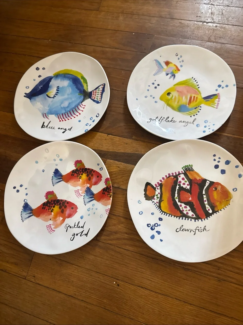 Pier 1 Multicolor Sea Life Hand-Painted Fish Salad Plates